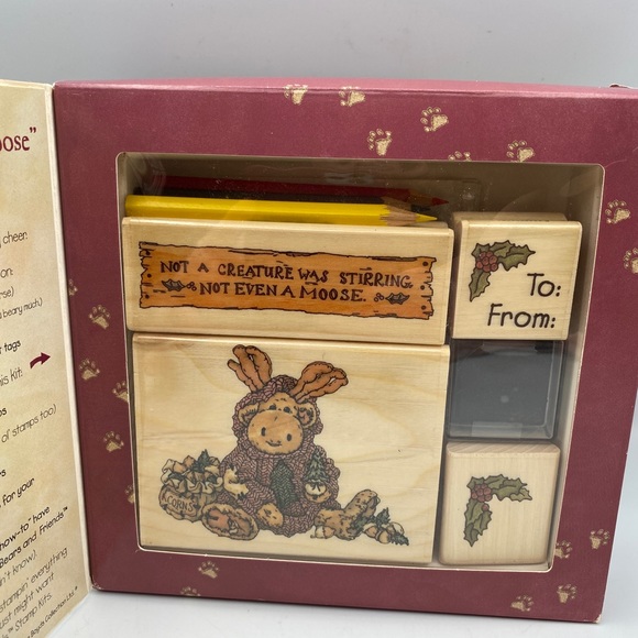 Boyd Bears&Friends 1st Edition Rubber Stamp Kit Manheim the EcoMoose Holiday Set - Picture 3 of 6